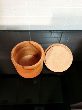 Contenitore barattolo in legno portaspezie caffè