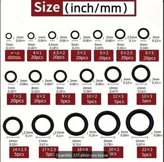 225 pz gomma O Ring gurnizioni rondelle O-Ring