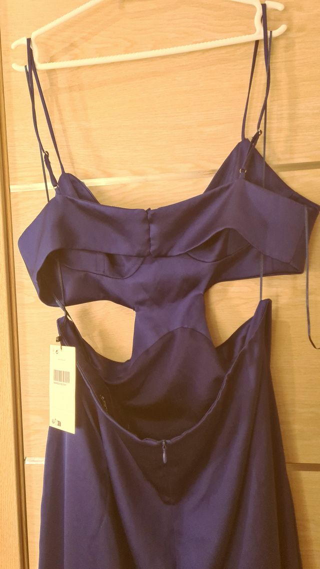 Vestido midi satinado espalda abierta zara