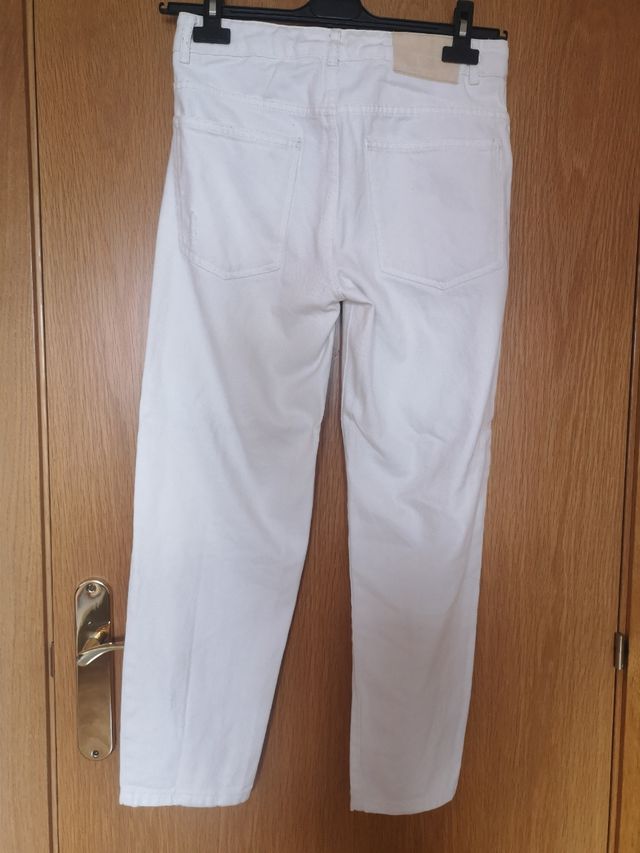 Jeams blanco ancho Zara