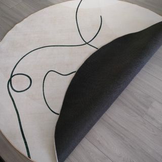 Alfombra redonda beige y gris