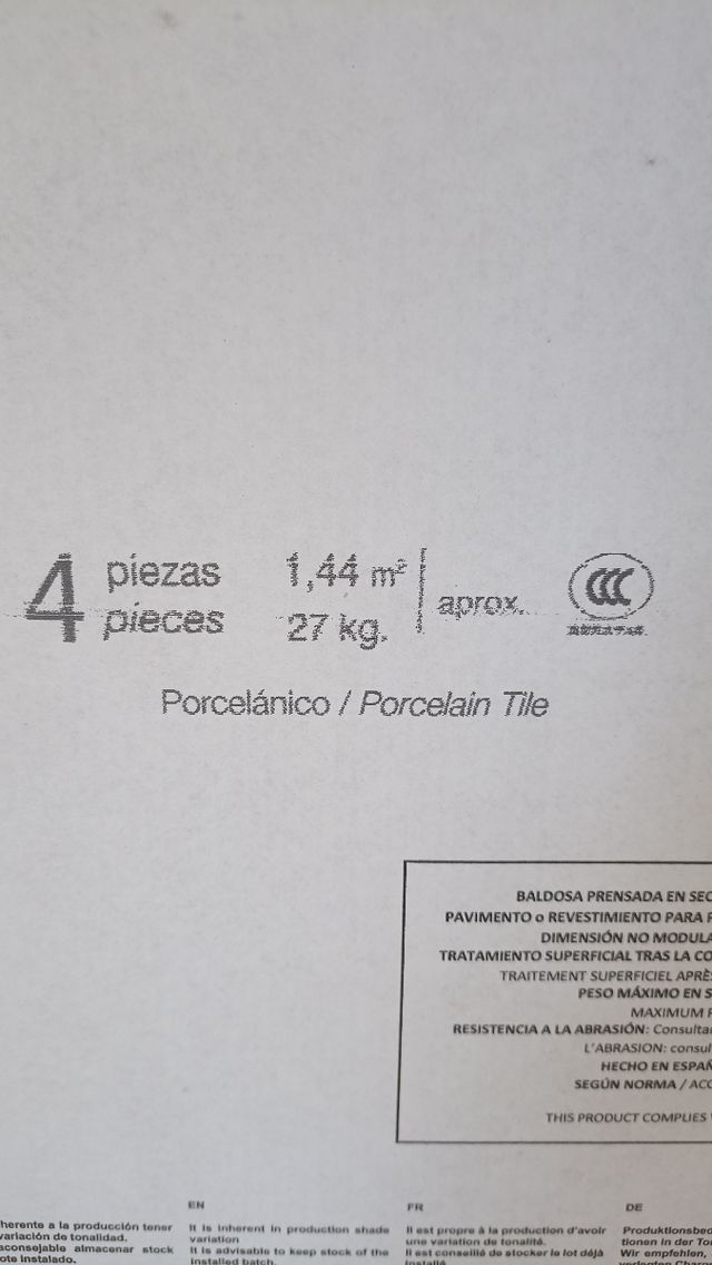 Baldosas porcelánico 1°, 60x60, 15'84 metros, 9€/m