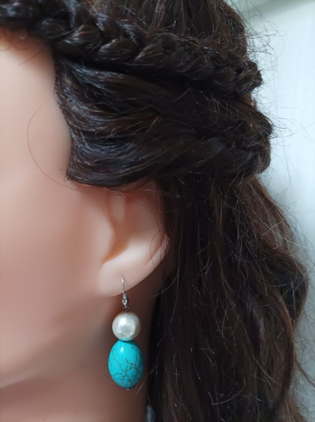 Pendientes perla y turquesa 
