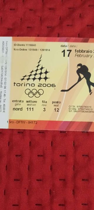 Biglietto 17 febbraio hockey Torino 2006