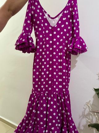 Traje flamenca gitana lunares rosa - Talla 38