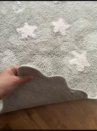 Alfombra gris y rosa lavable 160x120