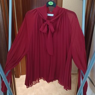 Blusa plisada roja semitransparente lazada Zara