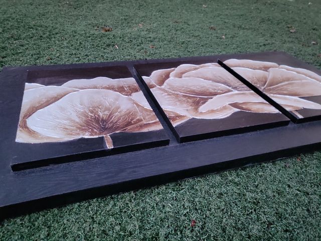 Tríptico Flores Beige - Cuadro