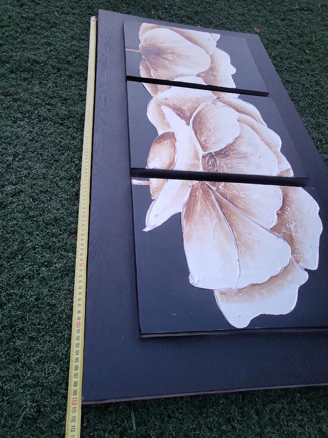 Tríptico Flores Beige - Cuadro