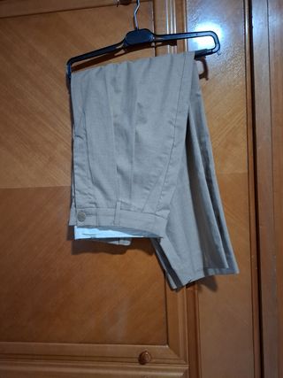 Pantalón vestir beige mujer