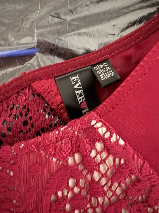 Vestido granate encaje talla 44