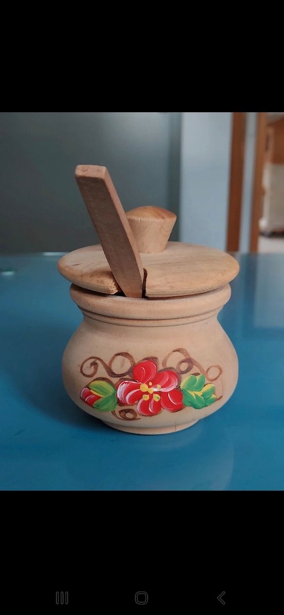 Zuccheriera legno dipinta a mano