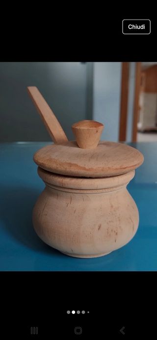 Zuccheriera legno dipinta a mano