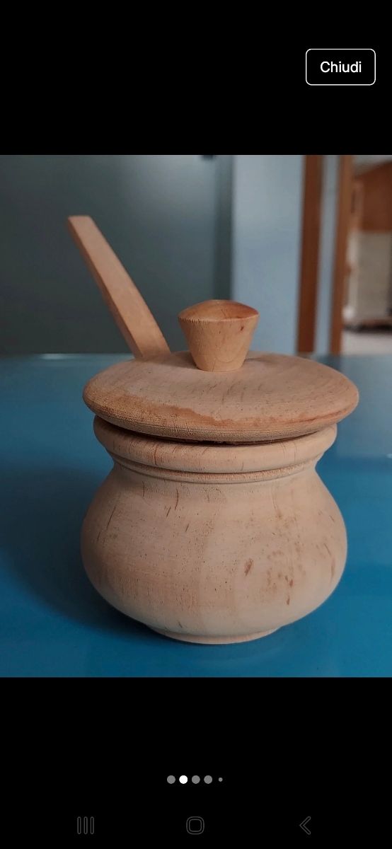 Zuccheriera legno dipinta a mano