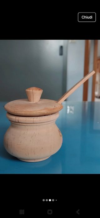 Zuccheriera legno dipinta a mano