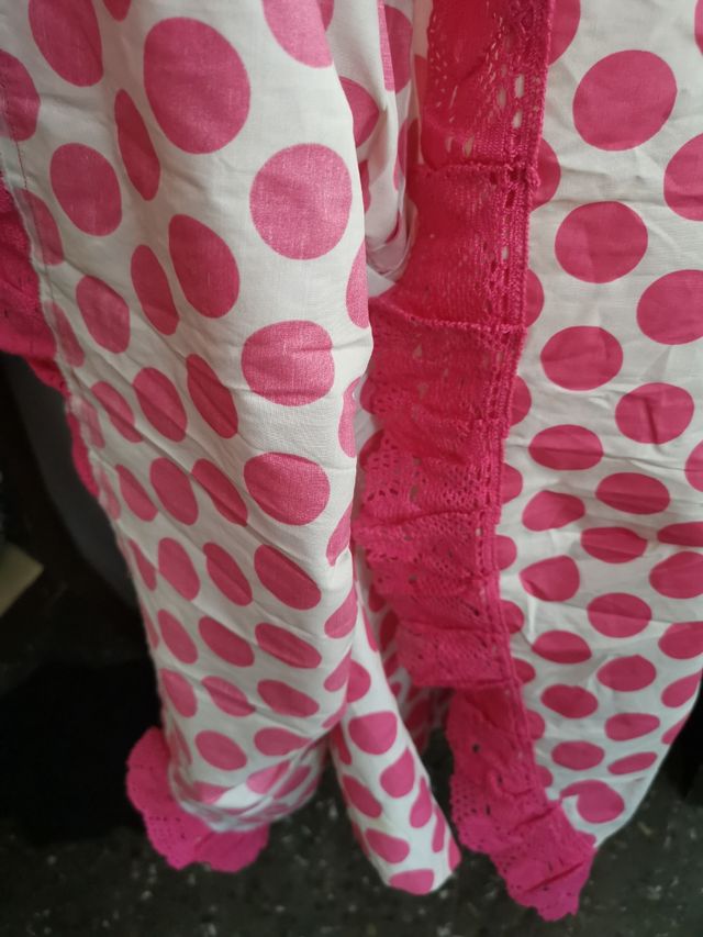 Traje de sevillana lunares rosa