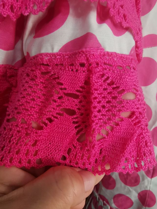 Traje de sevillana lunares rosa