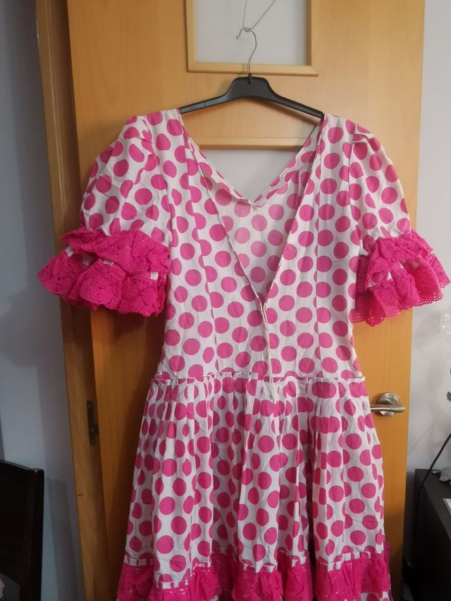 Traje de sevillana lunares rosa