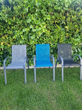 6 Sillas Jardín de Acero y textileno.