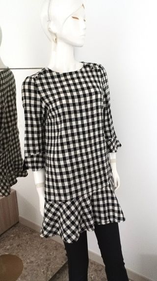 Vestido cuadritos Zara Basic