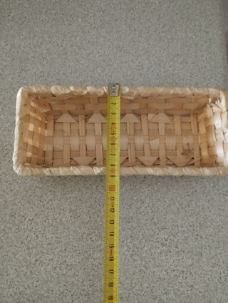 Cestino legno vimini rettangolare color beige