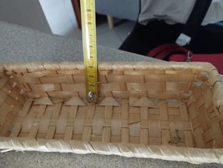 Cestino legno vimini rettangolare color beige