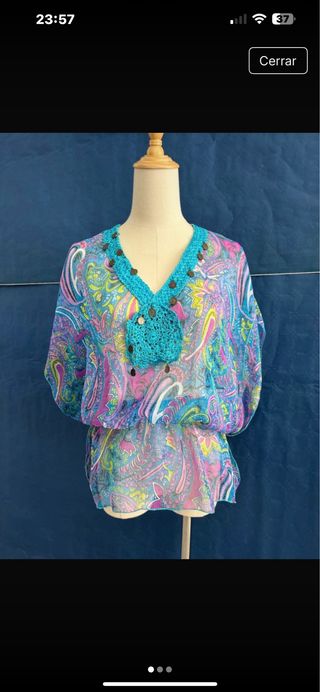 Blusa transparente turquesa - Talla única