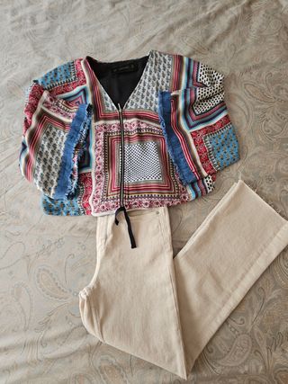 Conjunto Zara vaquero y kimono talla 34 