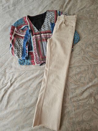 Conjunto Zara vaquero y kimono talla 34 