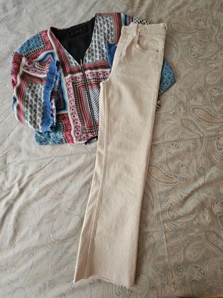Conjunto Zara vaquero y kimono talla 34 