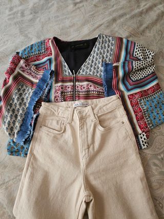 Conjunto Zara vaquero y kimono talla 34 