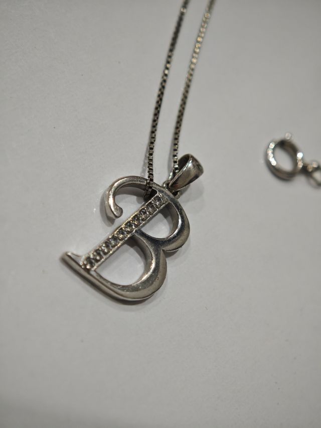 Collar plata letra B con circonitas