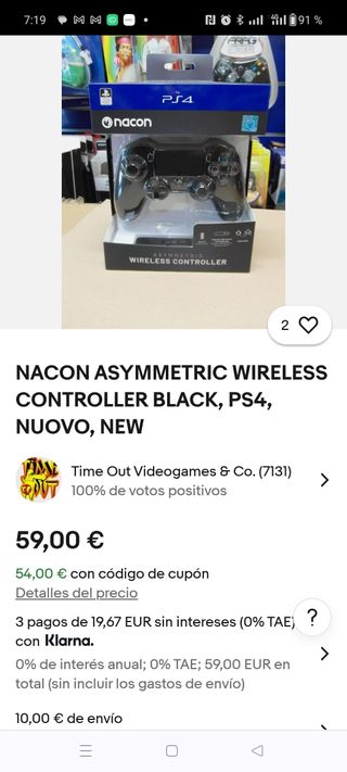 Nacon Asymmetric Mando Wireless PS4 PC - NUEVO New