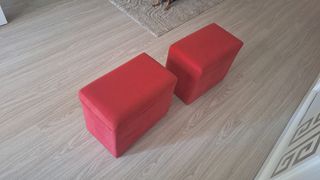 2 Puffs Rojo - Como Nuevo .color granate