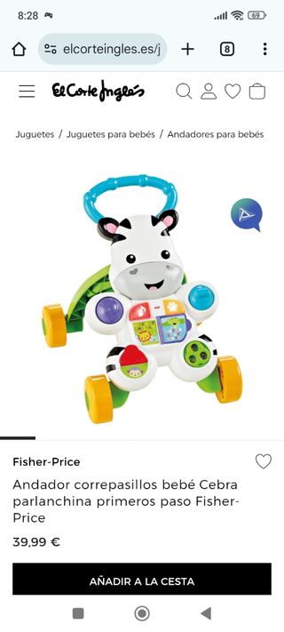 Andador Correpasillos Bebé Cebra Parlanc