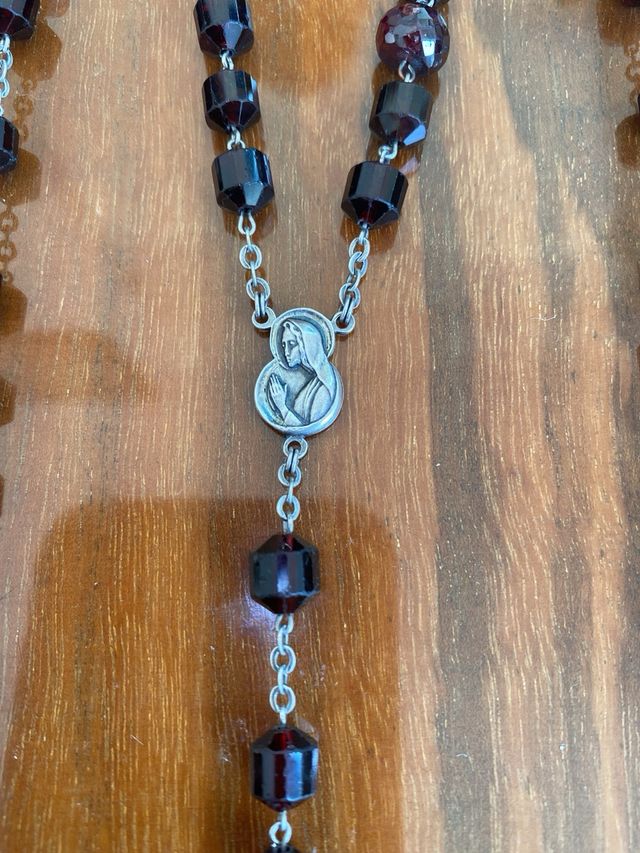 Rosario cristallo granato argento