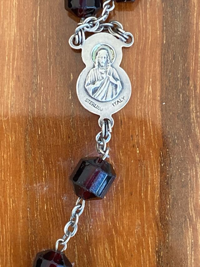 Rosario cristallo granato argento