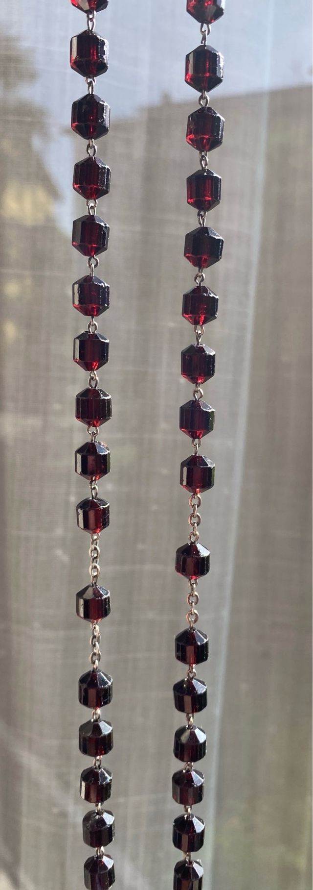 Rosario cristallo granato argento