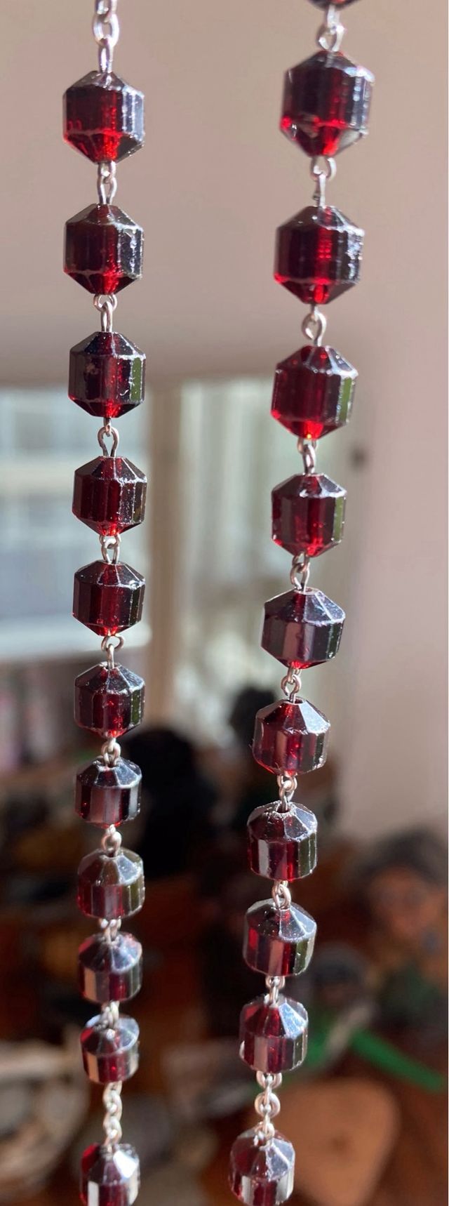 Rosario cristallo granato argento