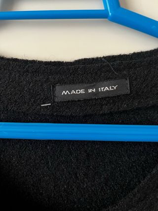 Abrigo lana negro bordado flores