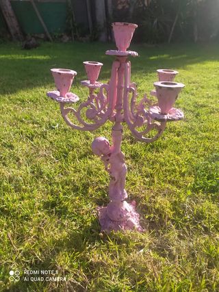 Candelero vintage rosa metal