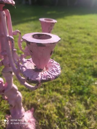 Candelero vintage rosa metal