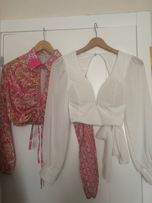 2 Blusas manga globo cropped T.S