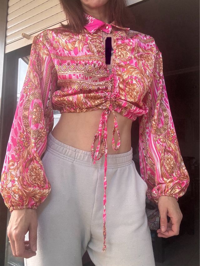 2 Blusas manga globo cropped T.S