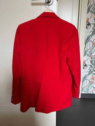 tailleur pantalone con Blazer rosso doppiopetto