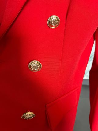 tailleur pantalone con Blazer rosso doppiopetto