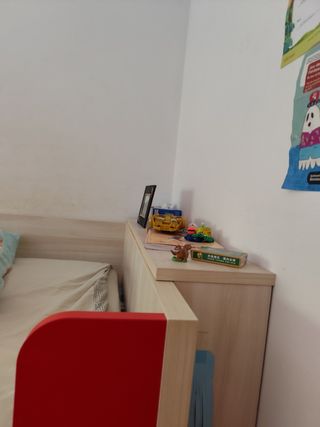 Litera infantil madera roja - cama tren