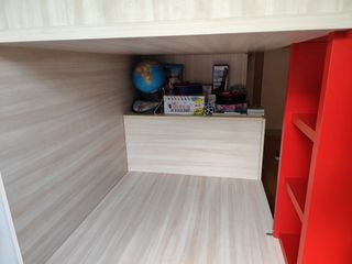 Litera infantil madera roja - cama tren