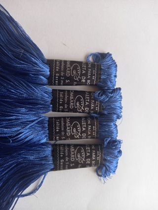 Hilo bordar con brillo. Paleta de Plata - Azul
