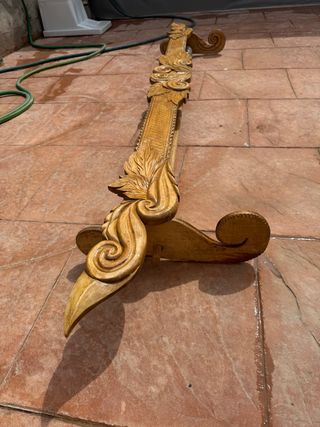 Soporte Cortinas Artesanal de Madera Roble